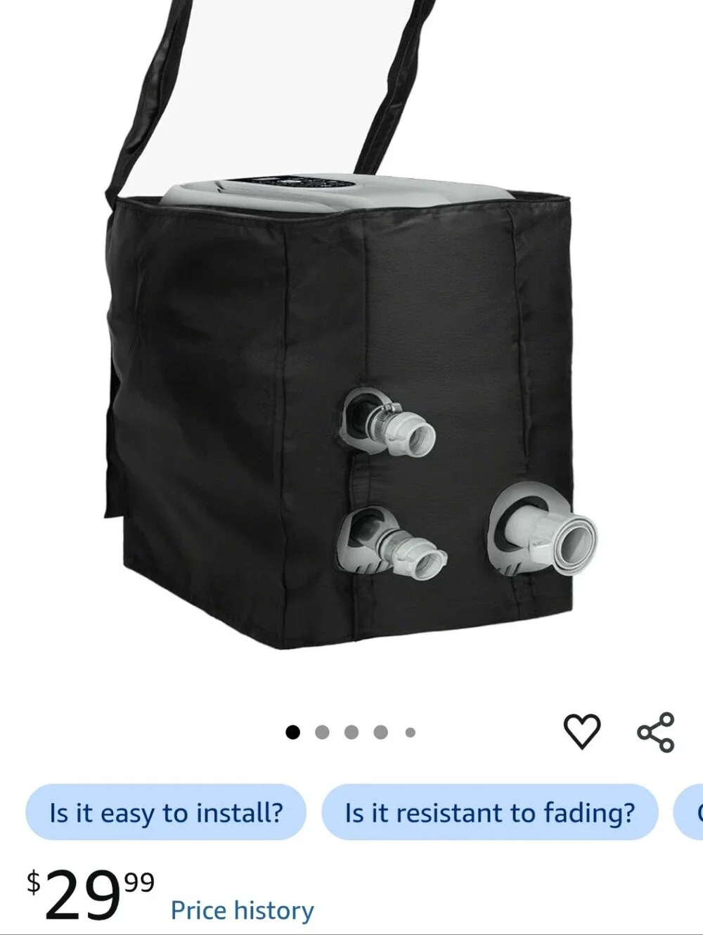 Universal Black Inflatable Spa Pump Cover with Hose Connectors